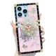 thumbnail image 1 of Funda compatible con iPhone de 16 a 6,1 pulgadas con purpurina de lujo, diseño de mariposa, plegable, con soporte, suave, con efecto espejo de policarbonato, antideslizante, para mujeres y niñas, 1 of 6