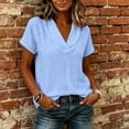 thumbnail image 7 of Ashirexll Womens Casual Tops Collared V-Neck Short Sleeve Solid Color Blouse Casual Summer Top for Spring, 7 of 7