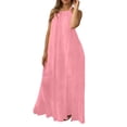thumbnail image 3 of Taqqpue Women Summer Casual Sleeveless Maxi Dress 2026 Crewneck Loose Beach Travel Vacation Long Sundress Solid Color Plus Size Halter Dress for Women, 3 of 9