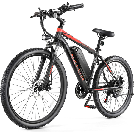 Ancheer Electric Bike for Adults, 26" Electric Bike 350W Ebike 19.8MPH Electric Mountain Bike with 36V 10.4Ah Removable Lithium Battery, Suspension Fork, Shimano 21 Speed Gears Bicycle