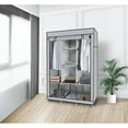 thumbnail image 2 of J&V TEXTILES Portable Closet Wardrobe Closet for Hanging Clothes with 8 Storage Shelves, 2 Hanging Rod and 4 Pockets, Free Standing Closet Clothes Organizer for Bedroom Gray, 2 of 9