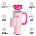 thumbnail image 4 of 40oz GEDUX Tumbler with Handle, 2-in-1 Leak Proof Lid (Straw/Flip), Insulated Water Bottle, Stainless Steel Tumbler with Non-Slip Silicone, Wide Mouth Travel Mug Cupholder Friendly, Rose Mix, 4 of 7
