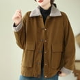 thumbnail image 6 of MELDVDIB Womens Fuzzy Fleece Jackets Turn Down Collar Button-Front Oversized Coat with Pockets Warm Casual Outerwear for Daily Wear, 6 of 8