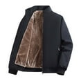 thumbnail image 2 of BiZtdJrK Sherpa Lined Cotton Jacket for Men Stand Collar Zip Up Long Sleeve Bomber Jackets Big and Tall Cozy Warm Winter Outerwear with Zipper Pocket Black L, 2 of 9