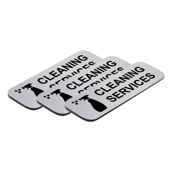 Cleaning Services 1 x 3" Name Tag/Badge, Silver, (3 Pack)