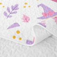 thumbnail image 5 of Feelyou Kawaii Ghost Bed Spread Queen, Cute Witch Hat Queen Coverlet Set, Pink White, 3 Pieces, 1 Comforter and 2 Pillowcases, 5 of 7