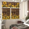 thumbnail image 3 of Wooden Board Sunflower 3-Piece Tier Curtains 36 Inch Long Country Kitchen Curtains Set Tab Top for Small Window Bathroom Farmhouse 54" x 18", 3 of 5