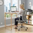 thumbnail image 2 of 32 inch Computer Desk, Study Writing Table for Small Space, Save Space Office Desk with Metal Legs, Modern Steel Frame Wood PC Workstation for Home Office, Gold, 2 of 11