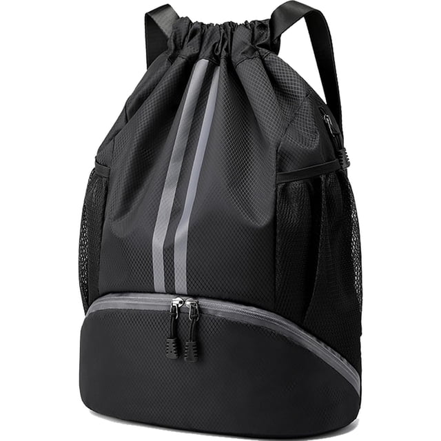 Drawstring Backpack for Sports - Water-Resistant Pocket & Shoe Compartment, Ideal for Swimming, Gym Workouts - Unisex Design (Men & Women)
