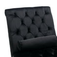 thumbnail image 5 of Chaise Lounge Chair, Velvet Leisure Accent Couch with Throw Pillow, Clear Acrylic Feet & Upholstered Backrest, Luxury Armless Sofa for Living Room Bedroom Office, Black, 5 of 8