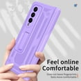 thumbnail image 3 of SaniMore for Samsung Galaxy Z Fold 4 7.6" 2022 Case, Tempered Glass Screen Protector Hinge Protction Hidden Magnetic Kickstand Heavy Duty Protective All-inclusive Case for Galaxy Z Fold 4, Purple, 3 of 7