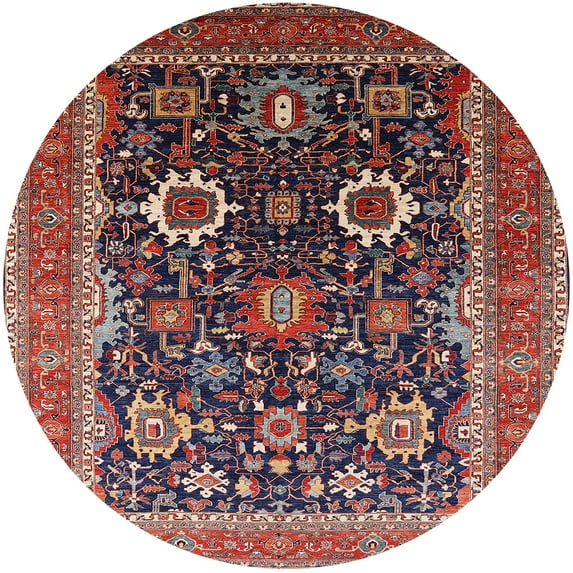 Ahgly Company Indoor Round Mid-Century Modern Pink Oriental Area Rugs, 7' Round