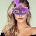 thumbnail image 5 of Unique Bargains Halloween Christmas 1 Pc Dragon Pattern Feather Half Face Party Mask for Masquerade Party Purple, 5 of 5