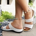 thumbnail image 7 of Womens Comfortable Slide Sandals Wedge Heel Adjustable Straps Arch Support Non-Slip PU Faux Leather Casual Shoes White,Size 6.5, 7 of 7