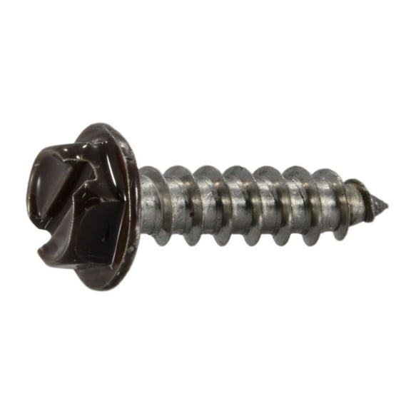 #8 x 5/8" Brown 18-8 Stainless Hex Head Sheet Metal Screws (50 pcs.)