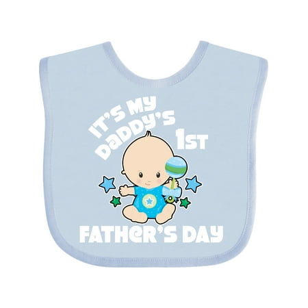 

Inktastic Its My Daddys 1st Fathers Day with Baby and Stars Gift Baby Boy or Baby Girl Bib