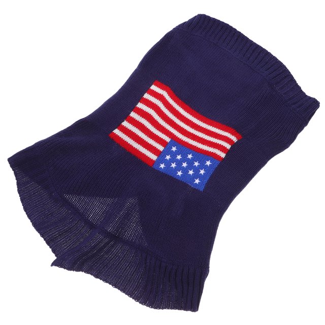 Disfraz de mascota con la bandera estadounidense, suéter cálido de invierno, ropa navideña de moda para cachorro (M)