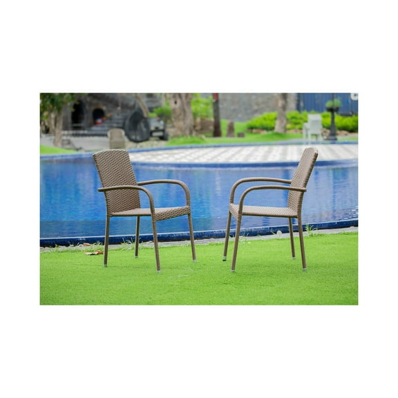 Patio Wicker Chair Outdoor Seating Brown Resin Lounge Furniture