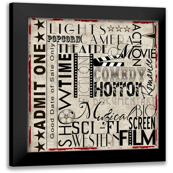 Wolk, Lisa 12x12 Black Modern Framed Museum Art Print Titled - Lights Camera Action