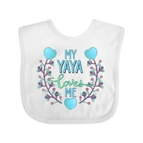 Inktastic My Yaya Loves Me with Hearts and Flowers Boys or Girls Baby Bib