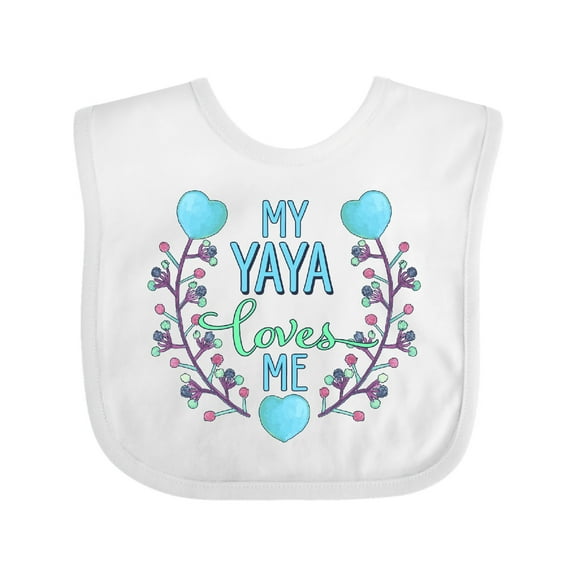 Inktastic My Yaya Loves Me with Hearts and Flowers Boys or Girls Baby Bib
