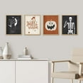 thumbnail image 2 of PixonSign Framed Wall Art Halloween Celebrations & Holidays Posters, Set of 4 Cat with Hat, Skeleton, Cat, Pumpkin Illustrations Wall Decor, Adhesive Canvas Prints for Home Decor - 12"x16" Natural, 2 of 5