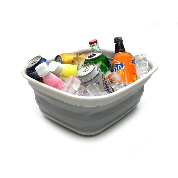 SAMMART Set of 2 - 9.45L (2.49 Gallon) Collapsible Tub - Foldable Dish Tub - Portable Washing Basin - Space Saving Plastic Washtub