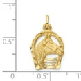 thumbnail image 2 of Beautiful 14k Yellow Gold Diamond-cut Horse Head in Horseshoe Charm, 2 of 2