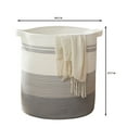 thumbnail image 3 of Latrodar Clothes Storage Basket Large Cotton Rope Basket Toy Basket With Handle Storage Comforter Cushions Thread Laundry Hamper Gray Durable 12.2x3.6 Inch, 3 of 5