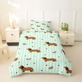thumbnail image 2 of Homewish Dachshund Bow Twin Duvet Cover,Cute Animal Twin Bedding,Green White Stripes Decor,Polkadot Reversible,2 Pieces,1 Duvet Cover and 1 Pillowcase, 2 of 6