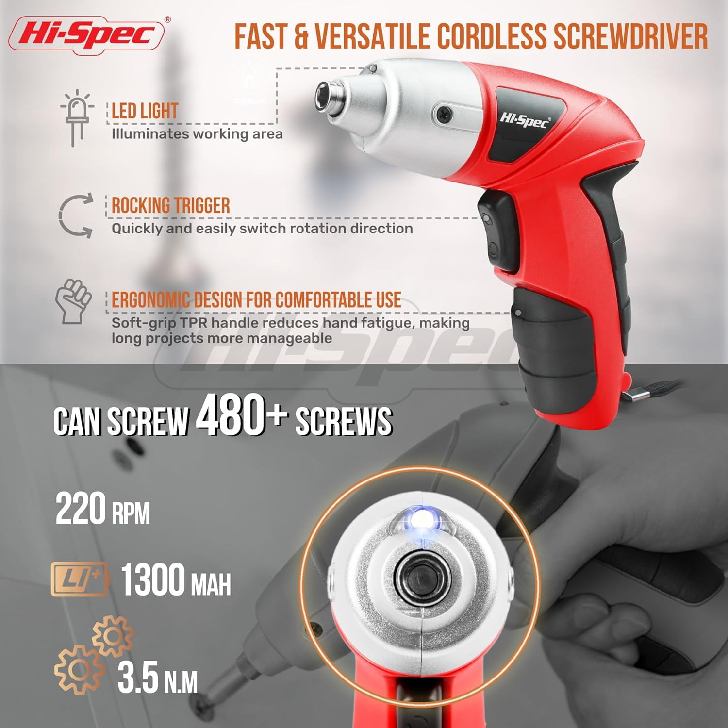 General 19pc 3.6V USB Small Power Screwdriver & Home DIY Tool Kit Set. Cordless & Rechargeable Electric Screwdriver and Compact Hand Tool Box Set,Red