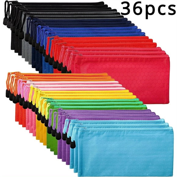 QJUHUNG Trousse à Crayons Grande Capacité 36 Emplacements - Organisateur Imperméable avec Fermeture Éclair en 12 Couleurs pour Fournitures Scolaires, Essentiels de Bureau et Voyages