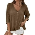 thumbnail image 2 of Censtreet Womens V Neck Long Sleeve Tops 2025 Summer Casual Loose Sleeve Work Blouse Dressy T Shirts, 2 of 6