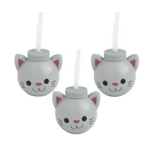 Fun Express Cat Cups with Straws – 8 Ct.