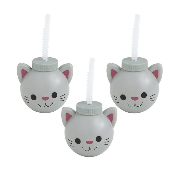 Fun Express Cat Cups with Straws – 8 Ct.