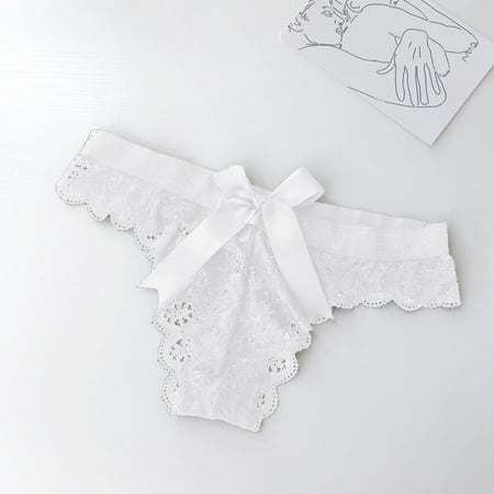 

Womens Panties Bow Lace Panties Transparent Mesh Thongs Low Waist Seamless Panties