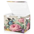 thumbnail image 2 of Wobogo Vintage Butterfly Large Collapsible Storage Box Flip Lid Fabric Decorative Organizer Container Basket with Handles 16.5×12.6×11.8in, 2 of 7