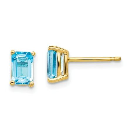 Solid 14k Yellow Gold 6x4 Emerald Studs Earrings Mountings - 7mm x 4mm