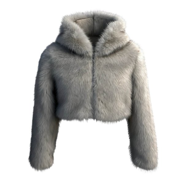 Winter Crop Coats for Women，Womens Puffer Jacket Faux Fur Jacket Full Zip Fuzzy Short Coat Outerwear Trendy 2025 Dressy Long Sleeve Hooded Cropped Jackets Fall Winter Coats Dressy Winter Clothes