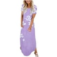 thumbnail image 1 of Ovzne Robes d'Été pour Femmes Robe Mode Décontractée Imprimée Manches Courtes Col Rond Robe à Poches Robe de Vacances Manches Courtes Imprimée Liquidation, 1 of 4