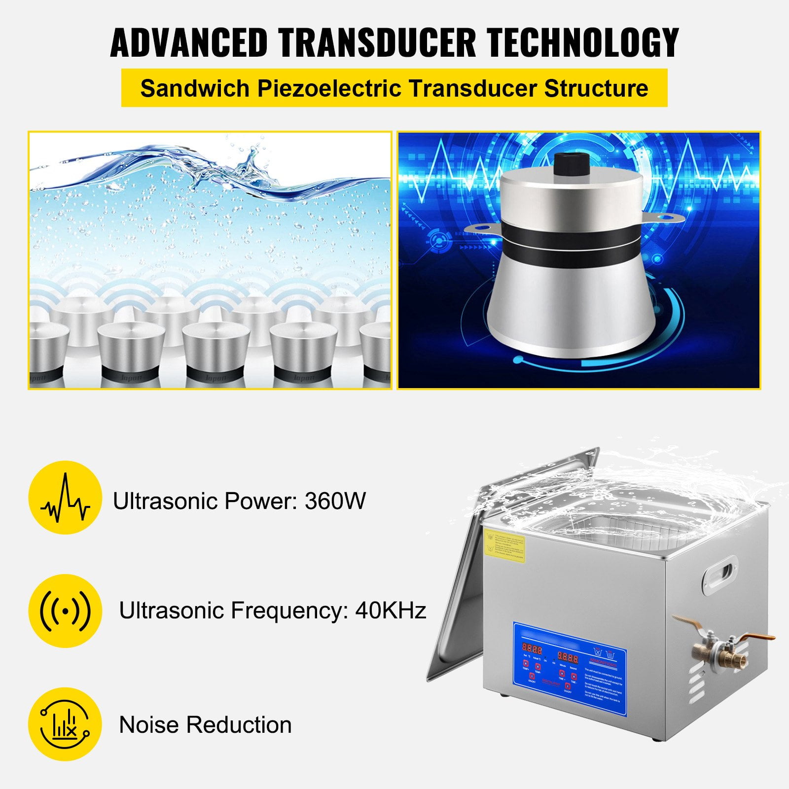 SIHAO 6/15/22/30L Digital Ultrasonic Cleaner Stainless Steel Professional Jewelry Cleaning Machine w/ Heater & Timer for Jewelry Watch Glasses Eyeglass Small Parts Cleaning