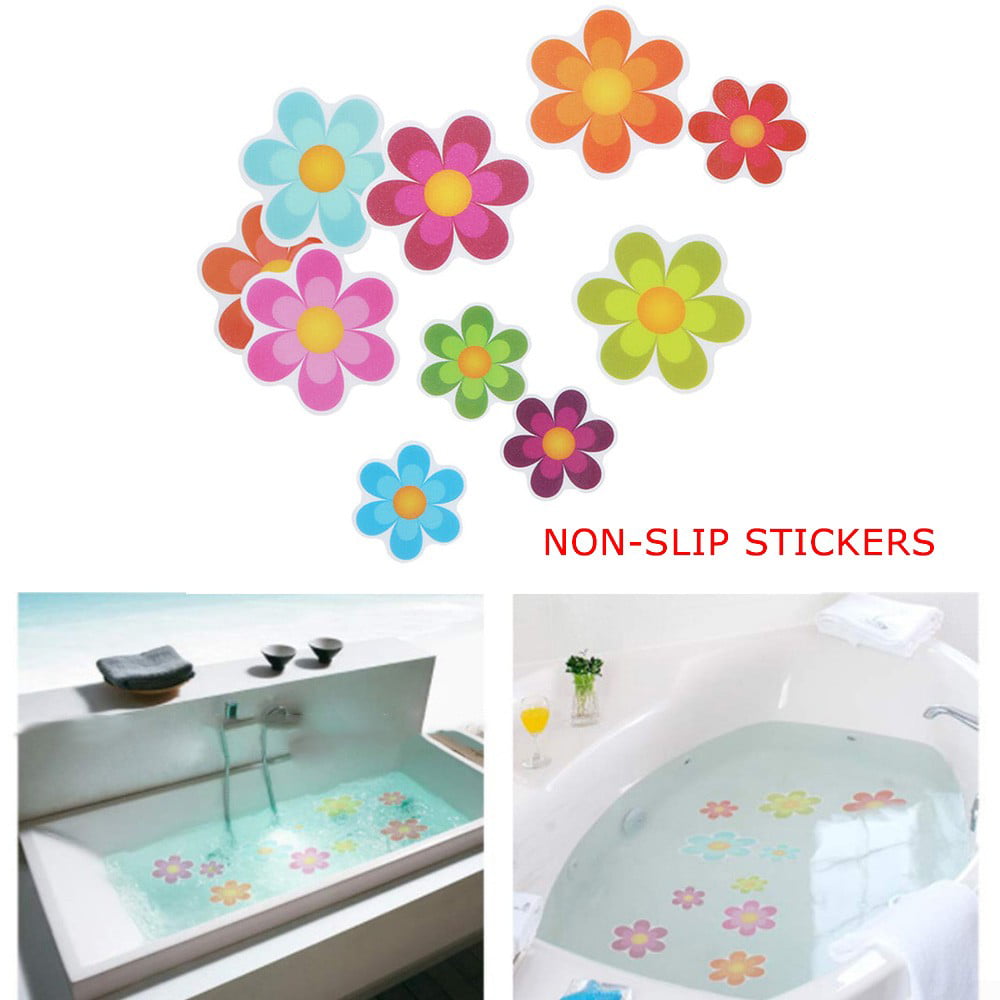 20 Flower Safety Treads Non-Slip Applique Stickers Mat Bath Tub Shower Treads 4" 