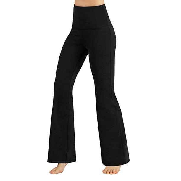 TOWED22 Flare Leggings with Pockets for Women Tummy Control Crossover  Bootcut Yoga Pants(Black,S) 