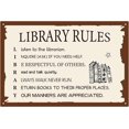 thumbnail image 1 of Letrero de hojalata con reglas de biblioteca, decoración de biblioteca, letrero de hierro vintage, pintura, póster, placa, mural retro colgante, arte de pared de granja retro para biblioteca, sala de, 1 of 7