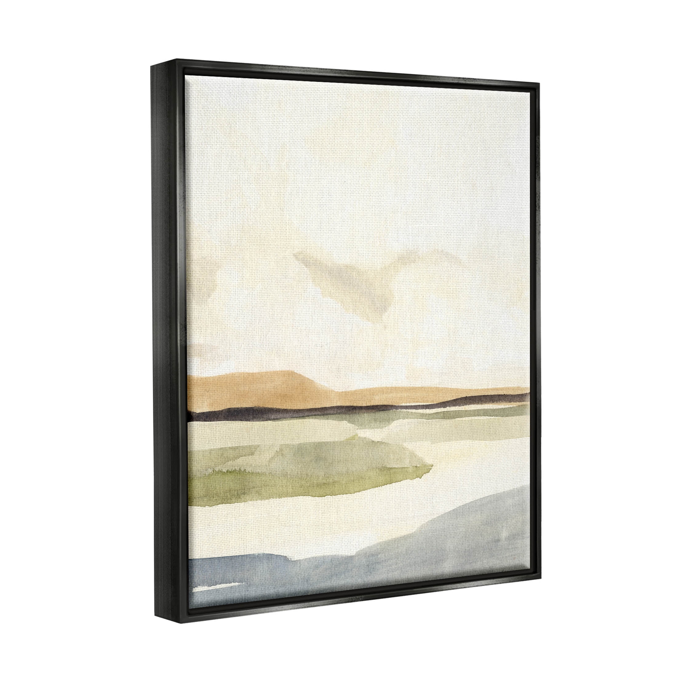 Stupell Industries Scenic River Landscape Sky Painting Jet Black Floating Framed Canvas Print Wall Art, Design by Annie Warren