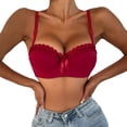 thumbnail image 2 of Lixiuxyad Lace Underwire Push Up Bra Demi Cup Smooth T Shirt Bra For Women Comfortable Adjustable Straps Support,Bras for Women Red S, 2 of 7