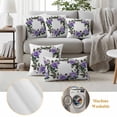 thumbnail image 6 of Floral Botanical Purple Outdoor Waterproof Pillow Covers, Spring Flowers Watercolor Decorative Square Throw Pillowcase Sofa Cushion Sham for Patio/Couch/Chair, 18"x18" 2 Pack, 6 of 8