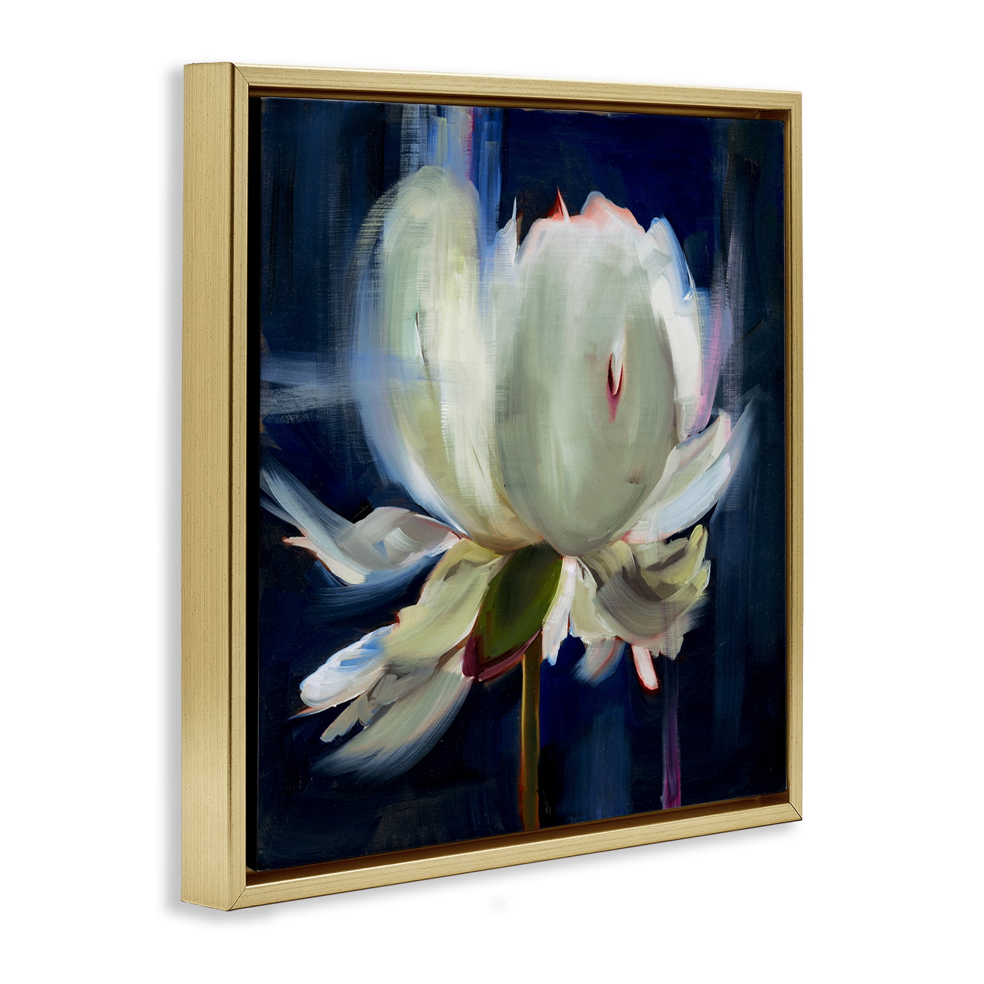 Stupell Industries Abstract Painted Flower Botanical & Floral Painting Gold Floater Framed Art Print Wall Art, 25 x 25