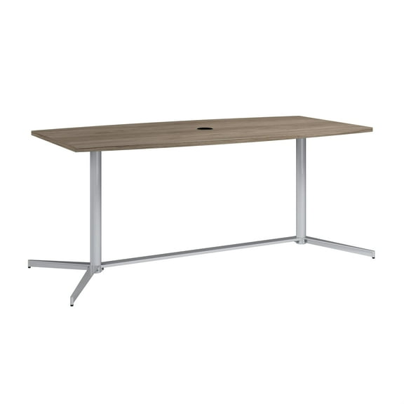 72W Office Conference Table with Metal Base in Modern Hickory - Engineered Wood