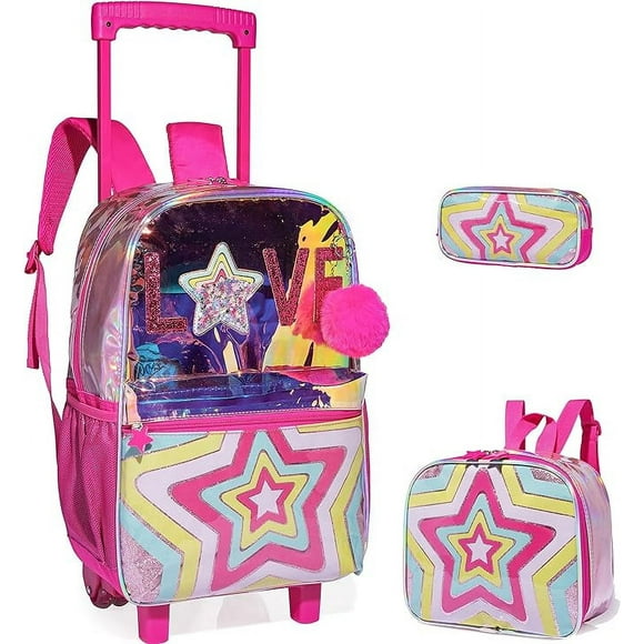 Mochila con ruedas Zbaogtw para niñas 3 en 1